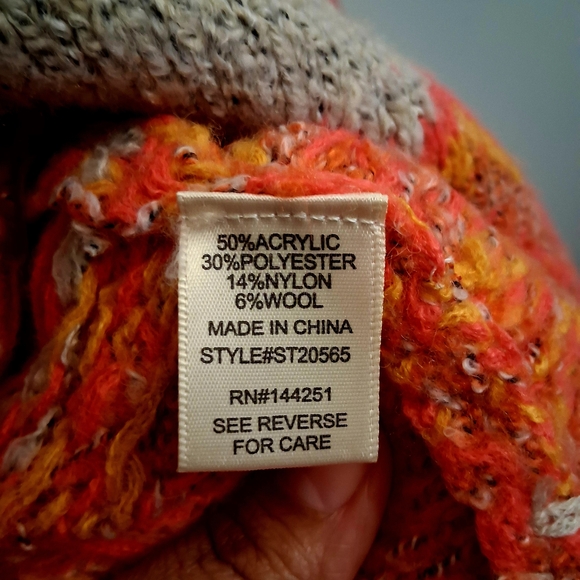 Sincerely Jules Vibrant Orange and Gray Sweater Boho Style Over Sized Sweater - Picture 4 of 5
